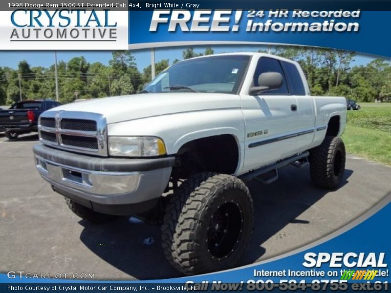 Bright White / Gray 1998 Dodge Ram 1500 ST Extended Cab 4x4