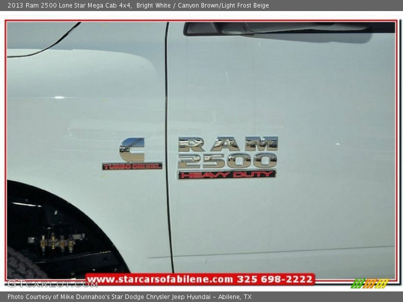 Bright White / Canyon Brown/Light Frost Beige 2013 Ram 2500 Lone Star Mega Cab 4x4