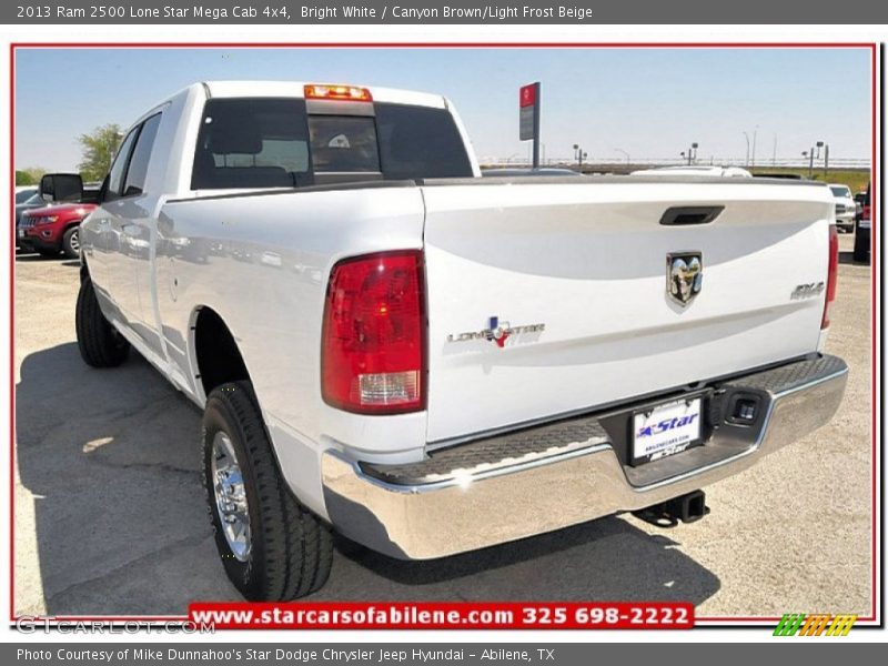Bright White / Canyon Brown/Light Frost Beige 2013 Ram 2500 Lone Star Mega Cab 4x4