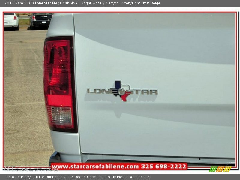 Bright White / Canyon Brown/Light Frost Beige 2013 Ram 2500 Lone Star Mega Cab 4x4
