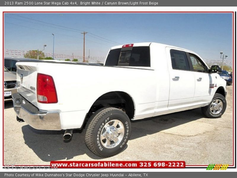 Bright White / Canyon Brown/Light Frost Beige 2013 Ram 2500 Lone Star Mega Cab 4x4