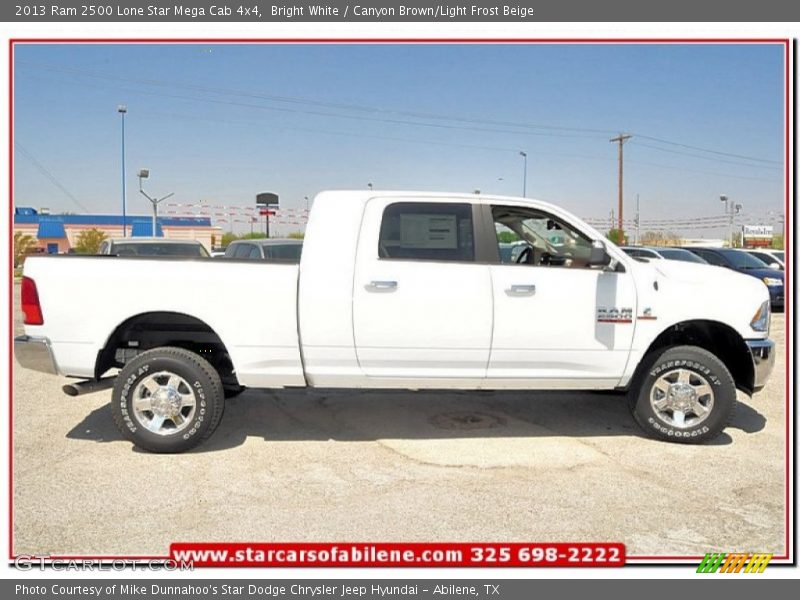 Bright White / Canyon Brown/Light Frost Beige 2013 Ram 2500 Lone Star Mega Cab 4x4