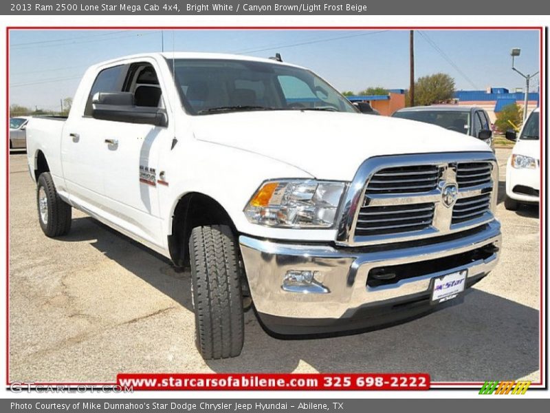 Bright White / Canyon Brown/Light Frost Beige 2013 Ram 2500 Lone Star Mega Cab 4x4