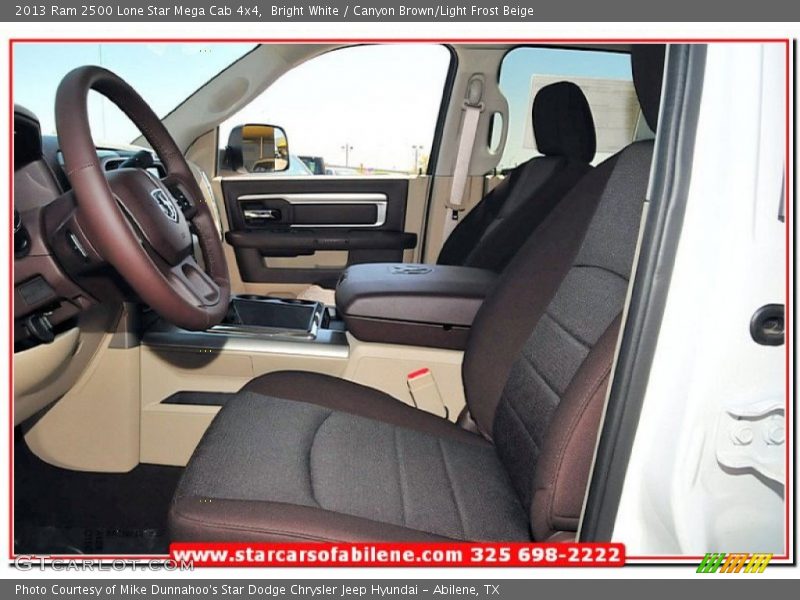 Bright White / Canyon Brown/Light Frost Beige 2013 Ram 2500 Lone Star Mega Cab 4x4