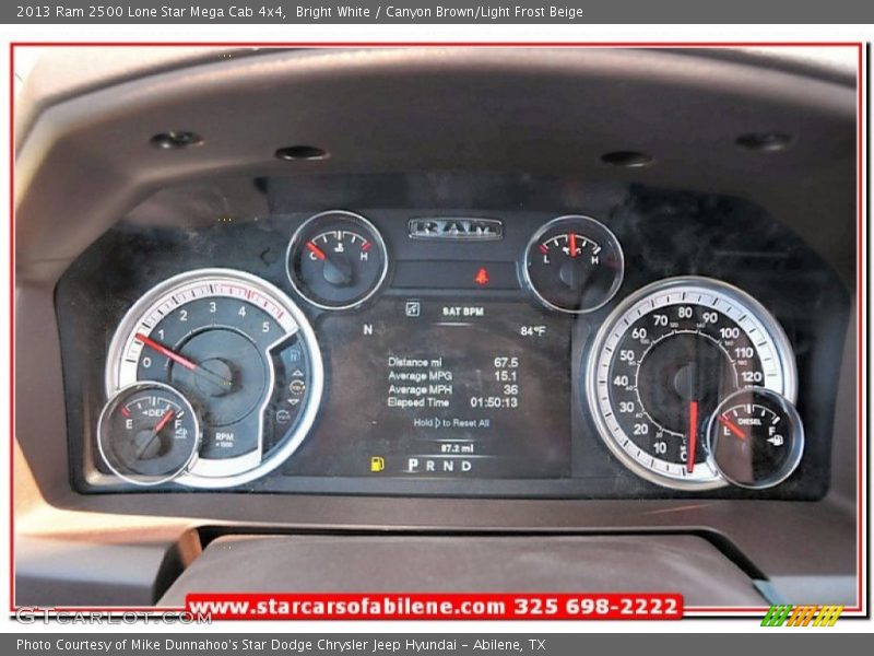 Bright White / Canyon Brown/Light Frost Beige 2013 Ram 2500 Lone Star Mega Cab 4x4