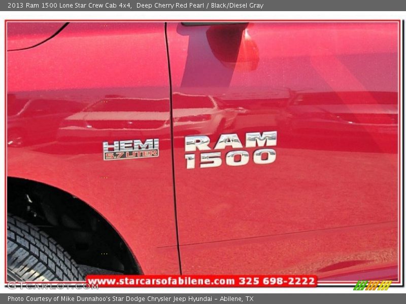Deep Cherry Red Pearl / Black/Diesel Gray 2013 Ram 1500 Lone Star Crew Cab 4x4