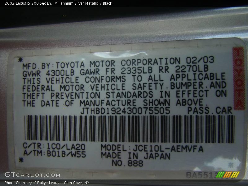 Millennium Silver Metallic / Black 2003 Lexus IS 300 Sedan