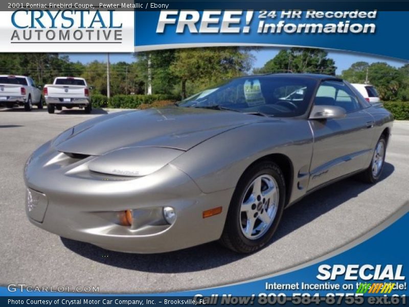 Pewter Metallic / Ebony 2001 Pontiac Firebird Coupe