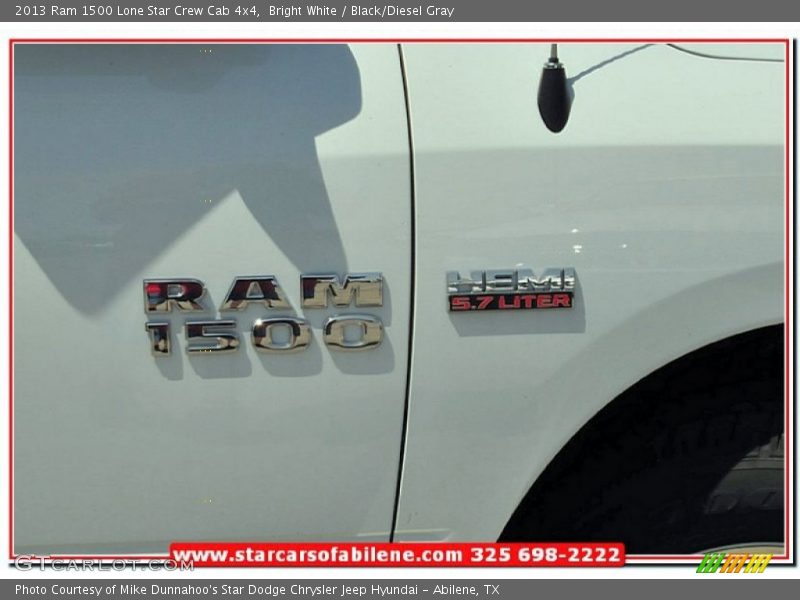 Bright White / Black/Diesel Gray 2013 Ram 1500 Lone Star Crew Cab 4x4