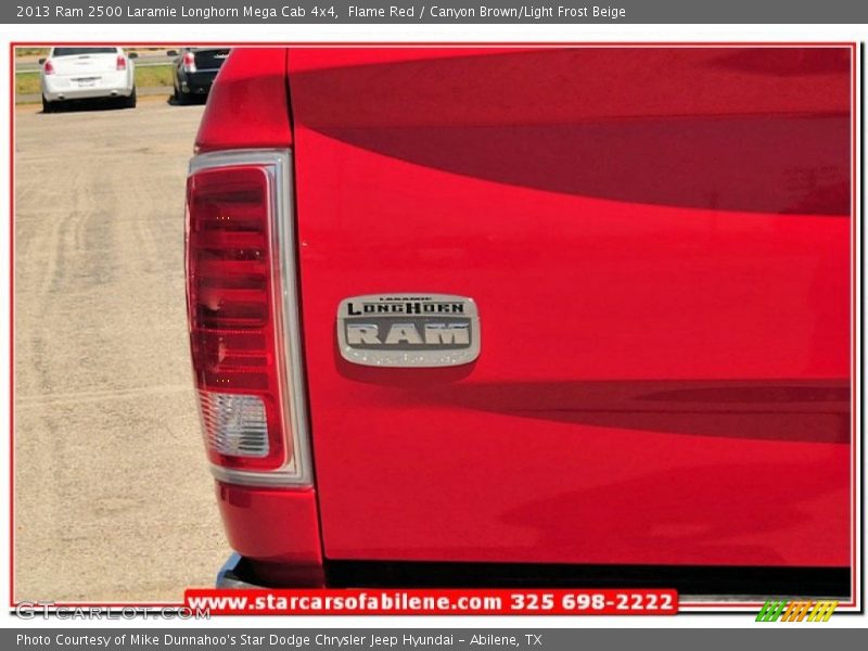 Flame Red / Canyon Brown/Light Frost Beige 2013 Ram 2500 Laramie Longhorn Mega Cab 4x4