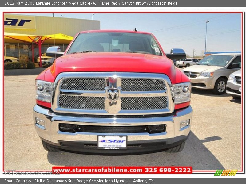 Flame Red / Canyon Brown/Light Frost Beige 2013 Ram 2500 Laramie Longhorn Mega Cab 4x4