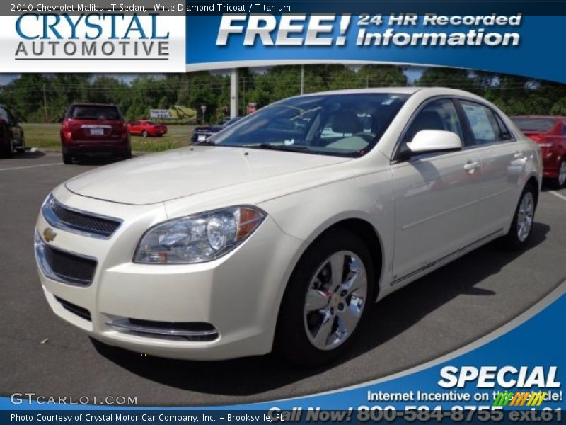 White Diamond Tricoat / Titanium 2010 Chevrolet Malibu LT Sedan