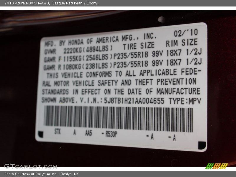 Basque Red Pearl / Ebony 2010 Acura RDX SH-AWD