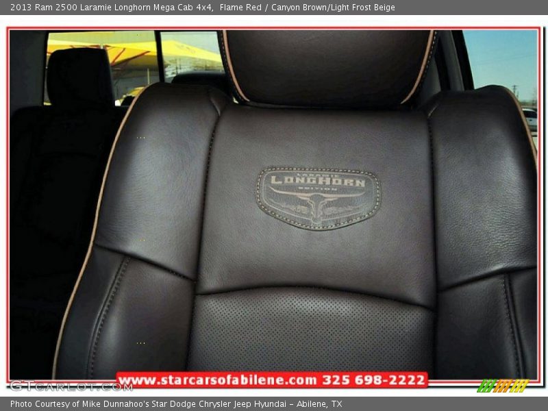 Flame Red / Canyon Brown/Light Frost Beige 2013 Ram 2500 Laramie Longhorn Mega Cab 4x4