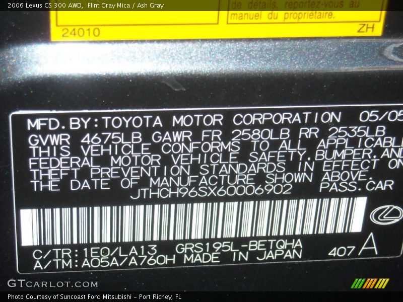 Flint Gray Mica / Ash Gray 2006 Lexus GS 300 AWD