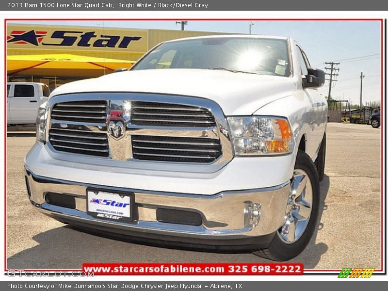 Bright White / Black/Diesel Gray 2013 Ram 1500 Lone Star Quad Cab