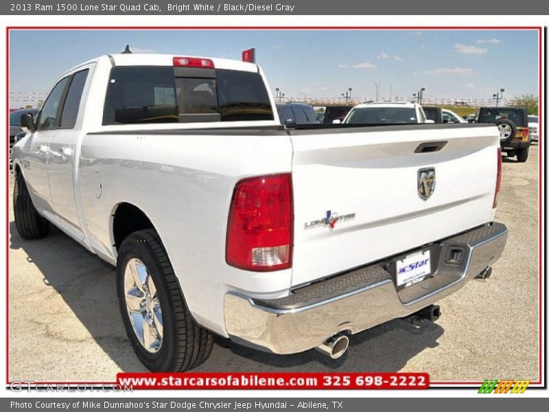 Bright White / Black/Diesel Gray 2013 Ram 1500 Lone Star Quad Cab