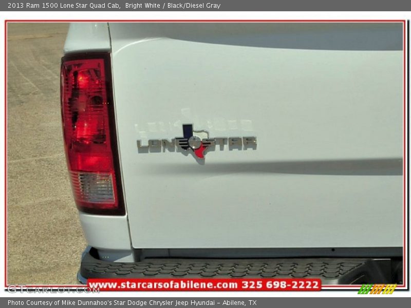Bright White / Black/Diesel Gray 2013 Ram 1500 Lone Star Quad Cab