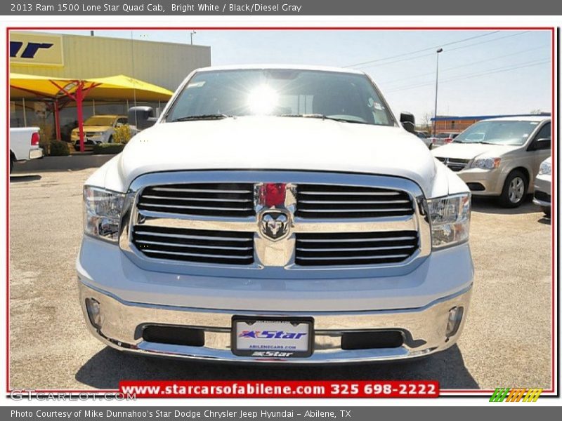 Bright White / Black/Diesel Gray 2013 Ram 1500 Lone Star Quad Cab