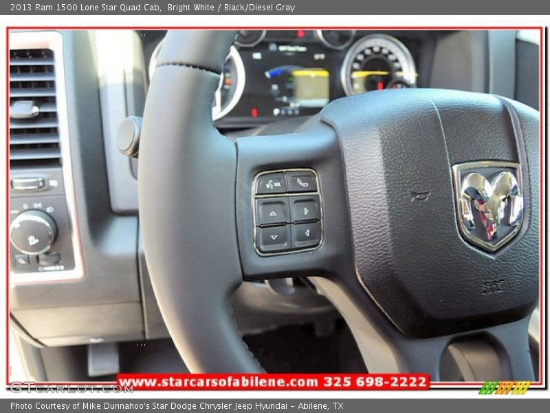 Bright White / Black/Diesel Gray 2013 Ram 1500 Lone Star Quad Cab