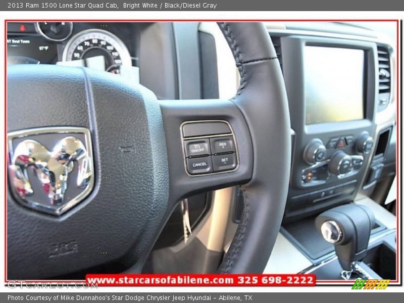 Bright White / Black/Diesel Gray 2013 Ram 1500 Lone Star Quad Cab