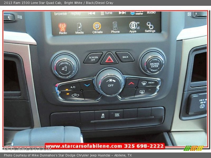 Bright White / Black/Diesel Gray 2013 Ram 1500 Lone Star Quad Cab