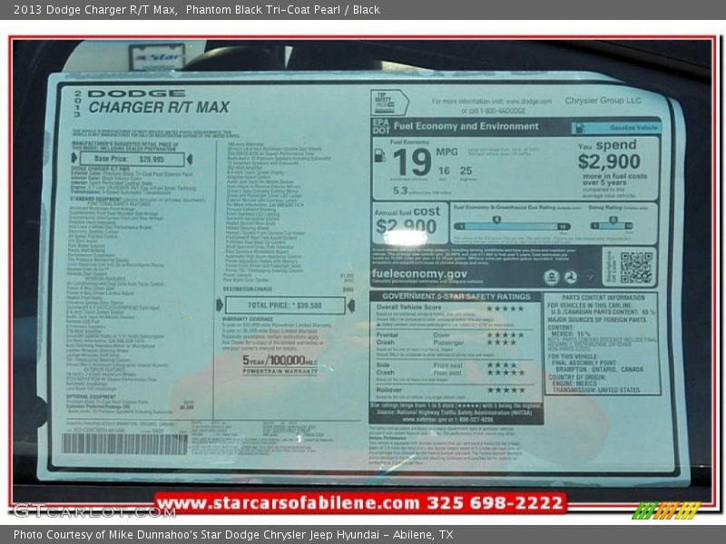 Phantom Black Tri-Coat Pearl / Black 2013 Dodge Charger R/T Max