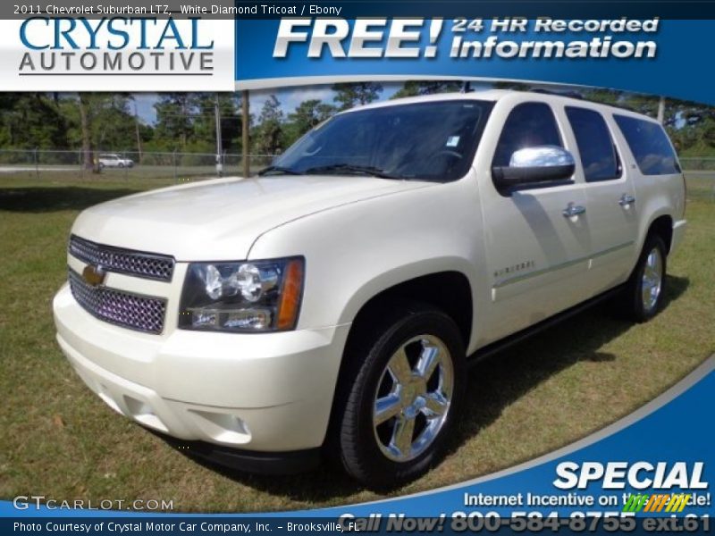 White Diamond Tricoat / Ebony 2011 Chevrolet Suburban LTZ