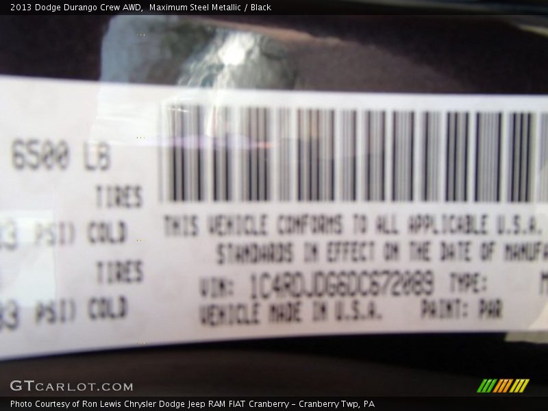 Maximum Steel Metallic / Black 2013 Dodge Durango Crew AWD