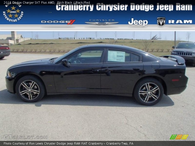 Pitch Black / Black/Red 2013 Dodge Charger SXT Plus AWD