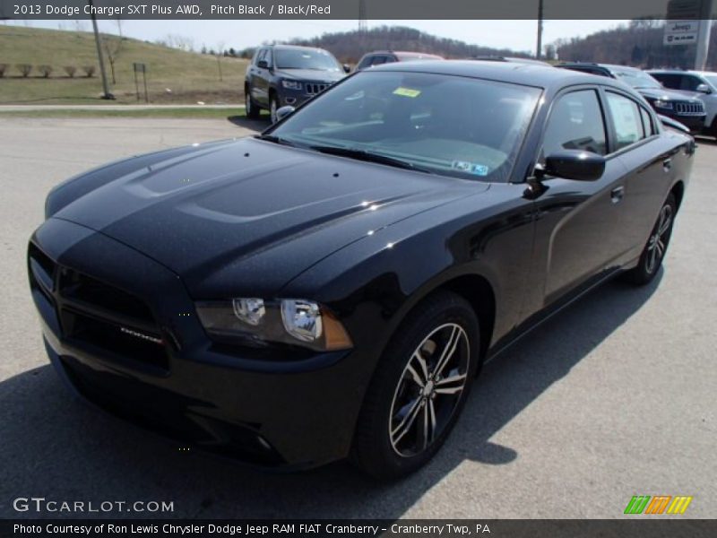 Pitch Black / Black/Red 2013 Dodge Charger SXT Plus AWD