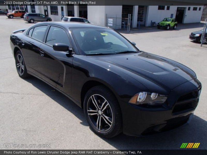 Pitch Black / Black/Red 2013 Dodge Charger SXT Plus AWD