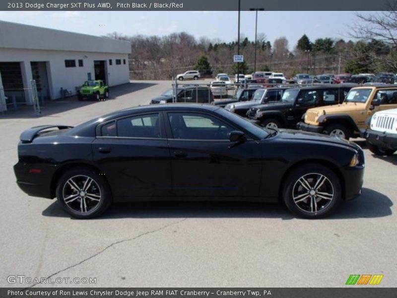 Pitch Black / Black/Red 2013 Dodge Charger SXT Plus AWD