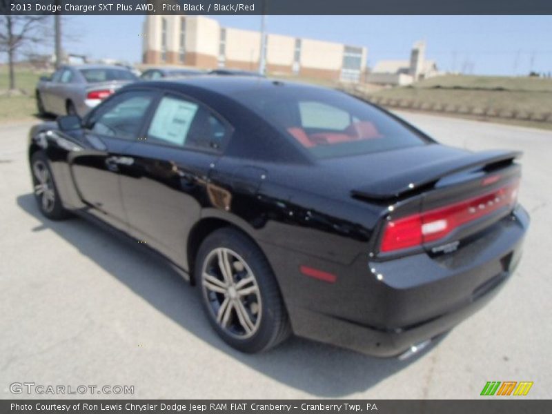 Pitch Black / Black/Red 2013 Dodge Charger SXT Plus AWD
