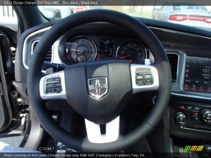 Pitch Black / Black/Red 2013 Dodge Charger SXT Plus AWD