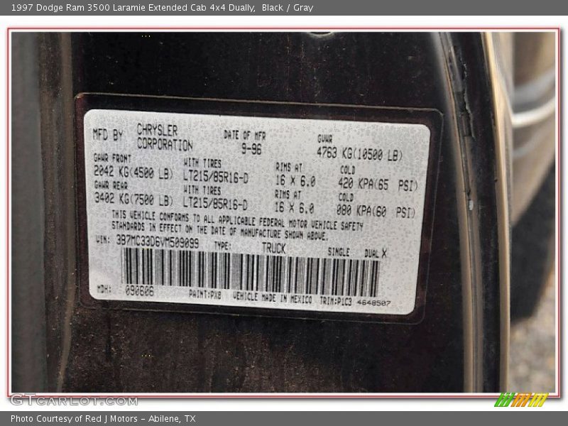 Black / Gray 1997 Dodge Ram 3500 Laramie Extended Cab 4x4 Dually