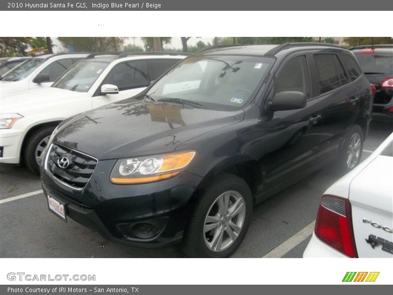 Indigo Blue Pearl / Beige 2010 Hyundai Santa Fe GLS
