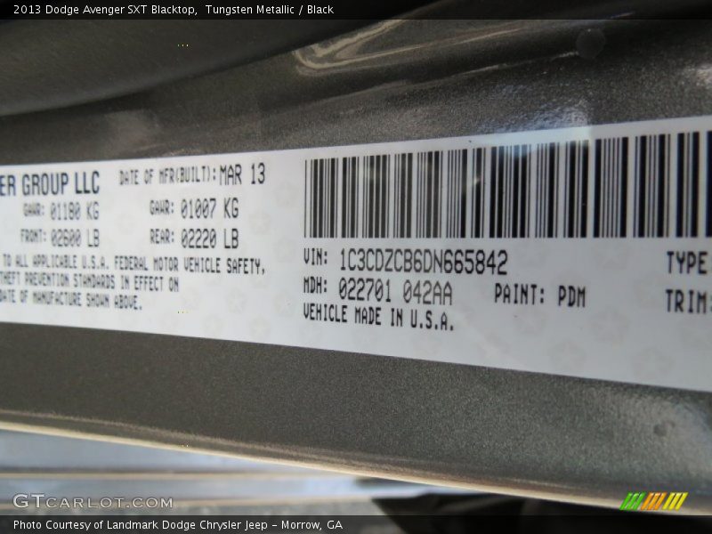 Tungsten Metallic / Black 2013 Dodge Avenger SXT Blacktop