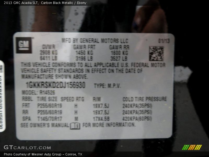 Carbon Black Metallic / Ebony 2013 GMC Acadia SLT