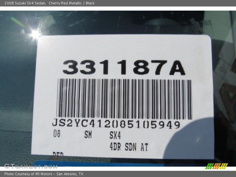Cherry Red Metallic / Black 2008 Suzuki SX4 Sedan