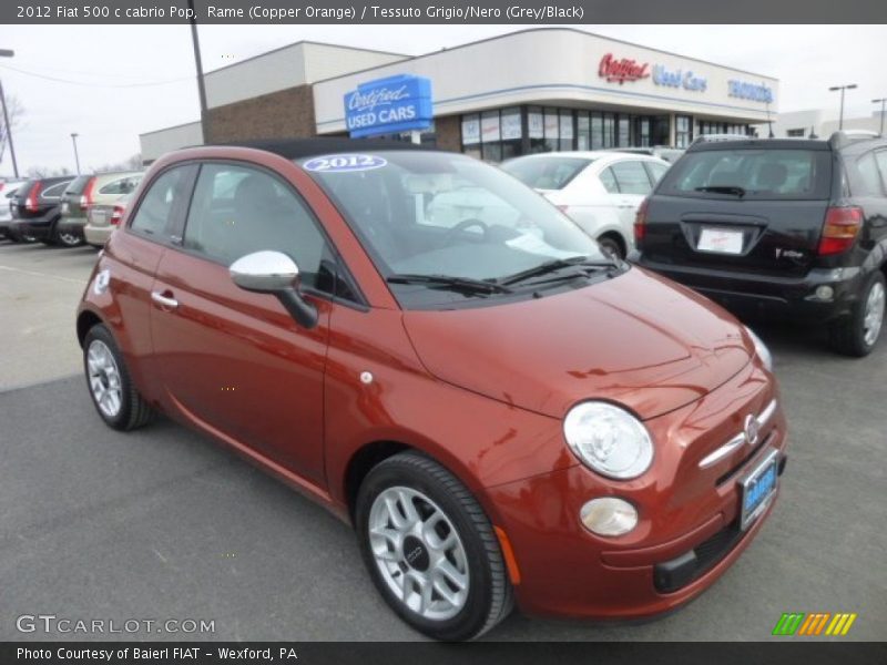 Rame (Copper Orange) / Tessuto Grigio/Nero (Grey/Black) 2012 Fiat 500 c cabrio Pop