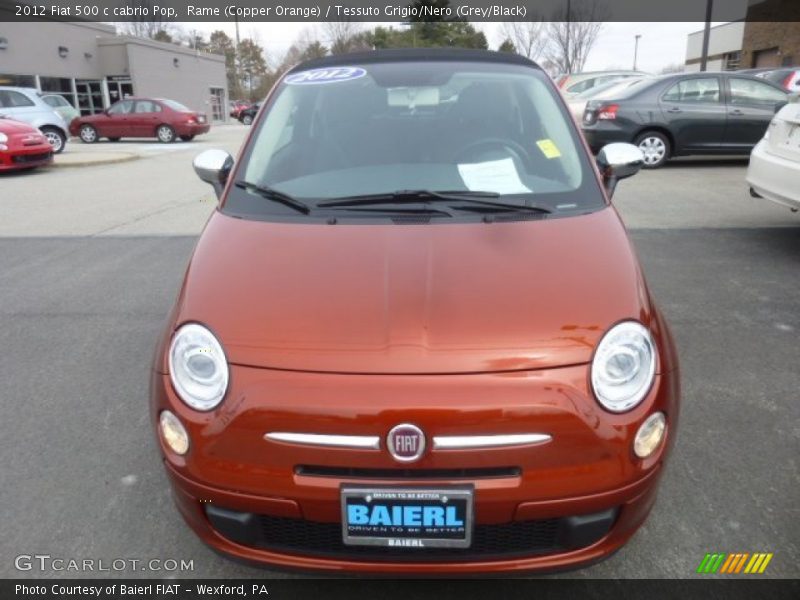 Rame (Copper Orange) / Tessuto Grigio/Nero (Grey/Black) 2012 Fiat 500 c cabrio Pop