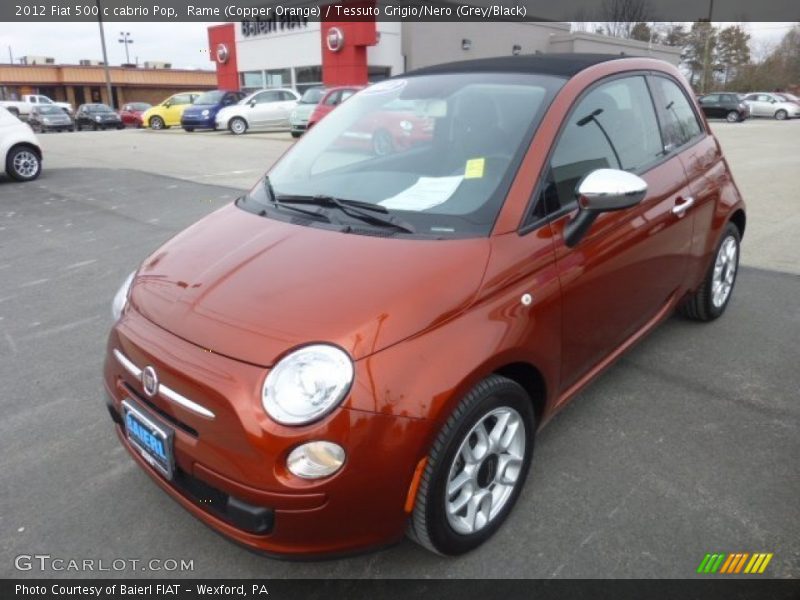 Rame (Copper Orange) / Tessuto Grigio/Nero (Grey/Black) 2012 Fiat 500 c cabrio Pop