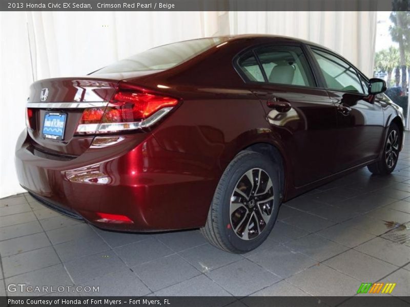 Crimson Red Pearl / Beige 2013 Honda Civic EX Sedan