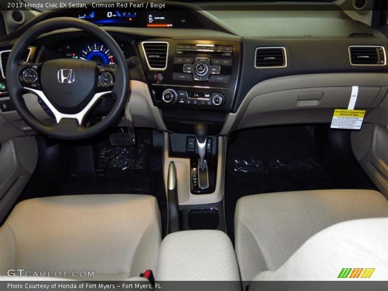 Crimson Red Pearl / Beige 2013 Honda Civic EX Sedan