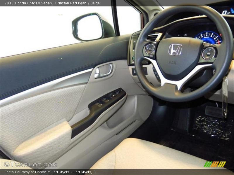 Crimson Red Pearl / Beige 2013 Honda Civic EX Sedan