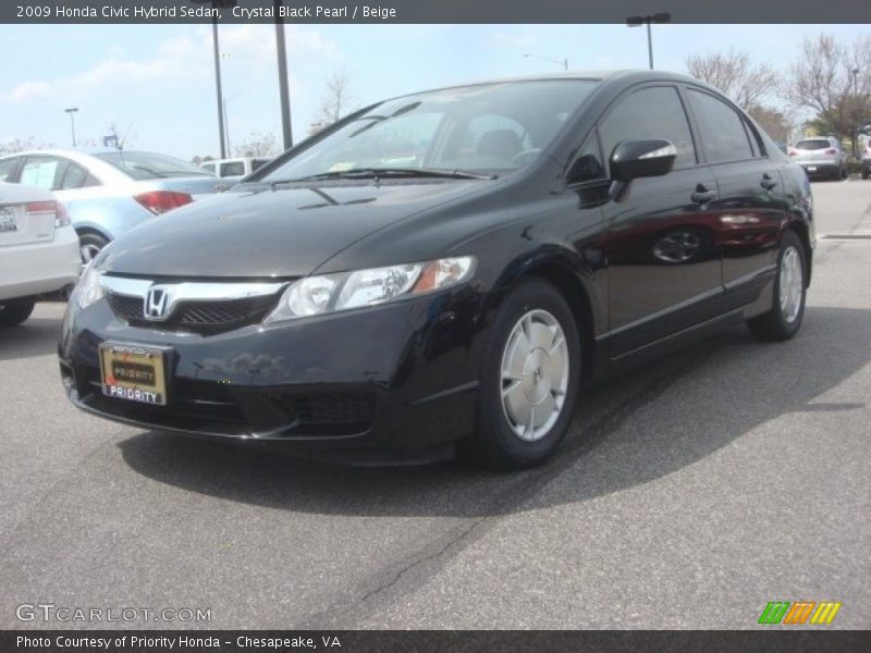 Crystal Black Pearl / Beige 2009 Honda Civic Hybrid Sedan