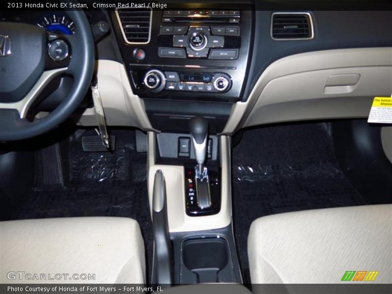 Crimson Red Pearl / Beige 2013 Honda Civic EX Sedan