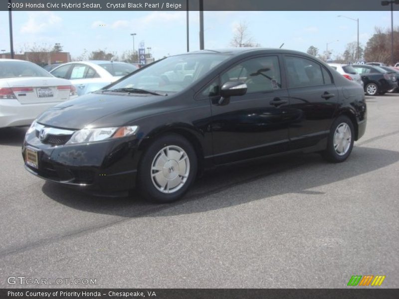 Crystal Black Pearl / Beige 2009 Honda Civic Hybrid Sedan