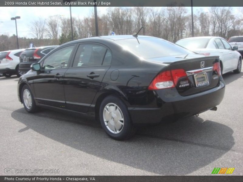 Crystal Black Pearl / Beige 2009 Honda Civic Hybrid Sedan